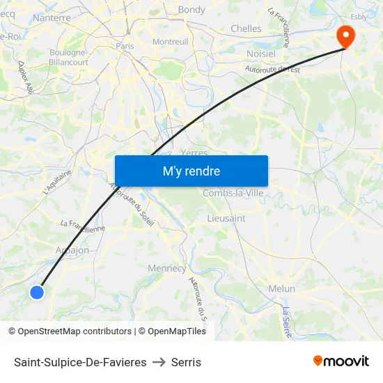 Saint-Sulpice-De-Favieres to Serris map