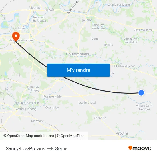 Sancy-Les-Provins to Serris map