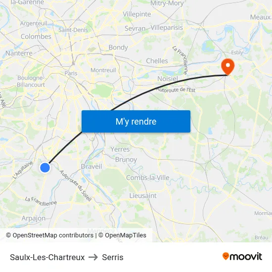Saulx-Les-Chartreux to Serris map