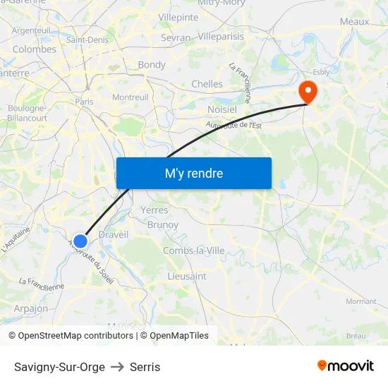 Savigny-Sur-Orge to Serris map