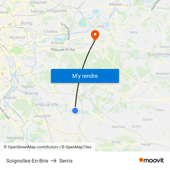 Soignolles-En-Brie to Serris map