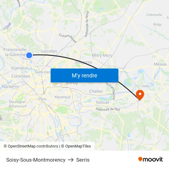 Soisy-Sous-Montmorency to Serris map