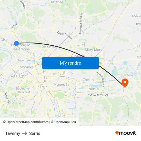 Taverny to Serris map