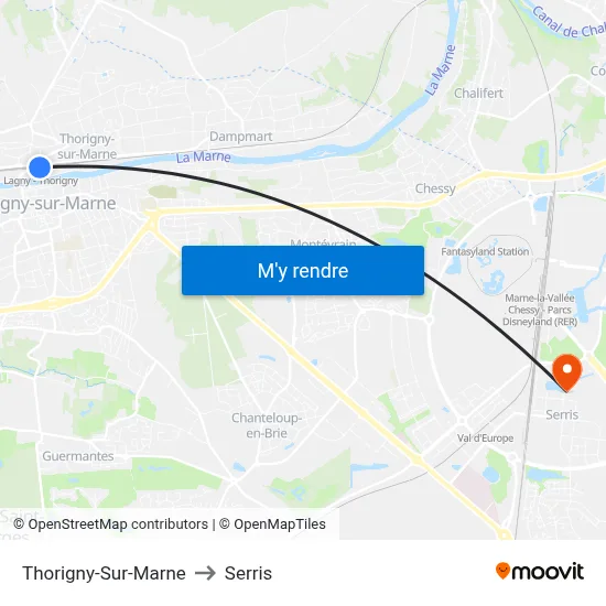 Thorigny-Sur-Marne to Serris map