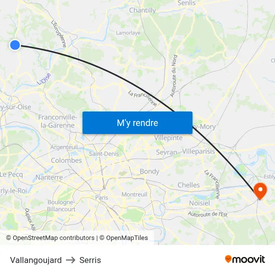 Vallangoujard to Serris map