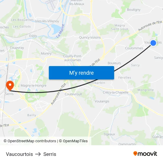 Vaucourtois to Serris map