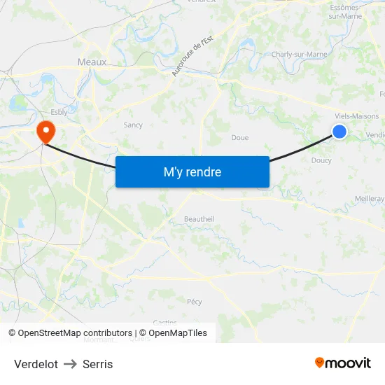 Verdelot to Serris map