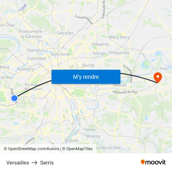 Versailles to Serris map