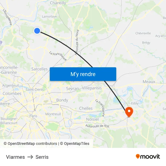 Viarmes to Serris map