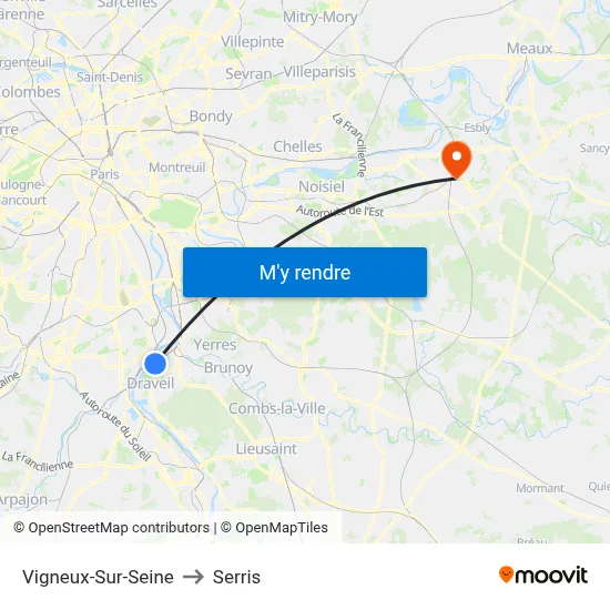 Vigneux-Sur-Seine to Serris map