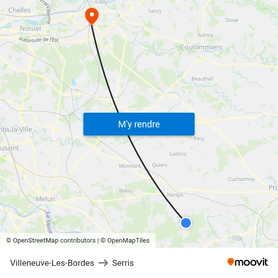 Villeneuve-Les-Bordes to Serris map