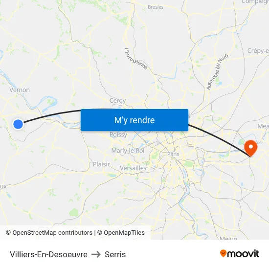 Villiers-En-Desoeuvre to Serris map