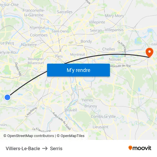 Villiers-Le-Bacle to Serris map