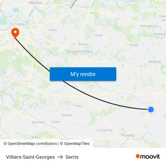 Villiers-Saint-Georges to Serris map