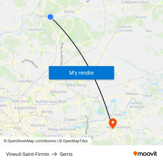 Vineuil-Saint-Firmin to Serris map