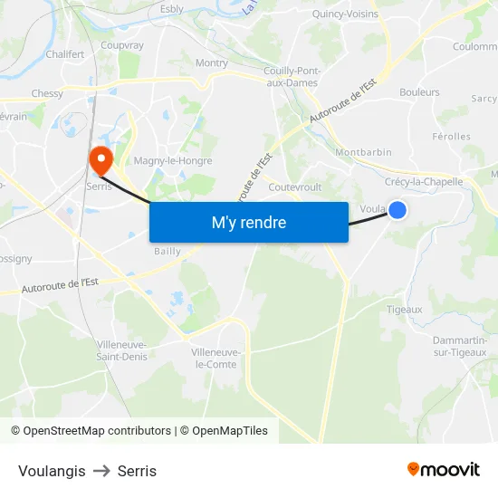 Voulangis to Serris map