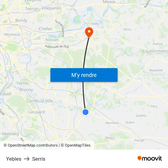 Yebles to Serris map