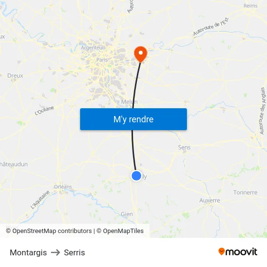 Montargis to Serris map