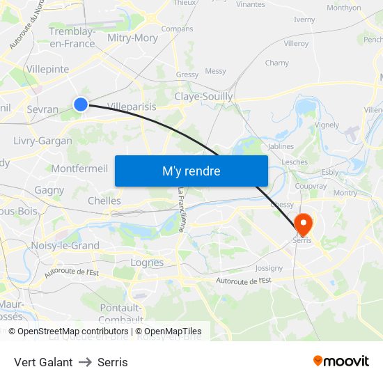 Vert Galant to Serris map