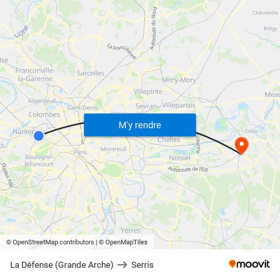 La Défense (Grande Arche) to Serris map