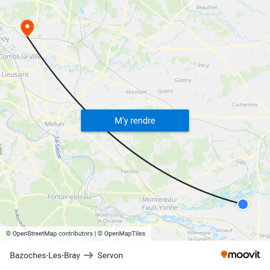 Bazoches-Les-Bray to Servon map