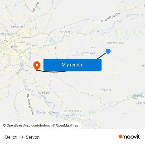 Bellot to Servon map