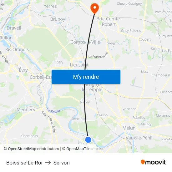 Boissise-Le-Roi to Servon map