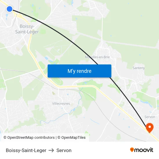 Boissy-Saint-Leger to Servon map