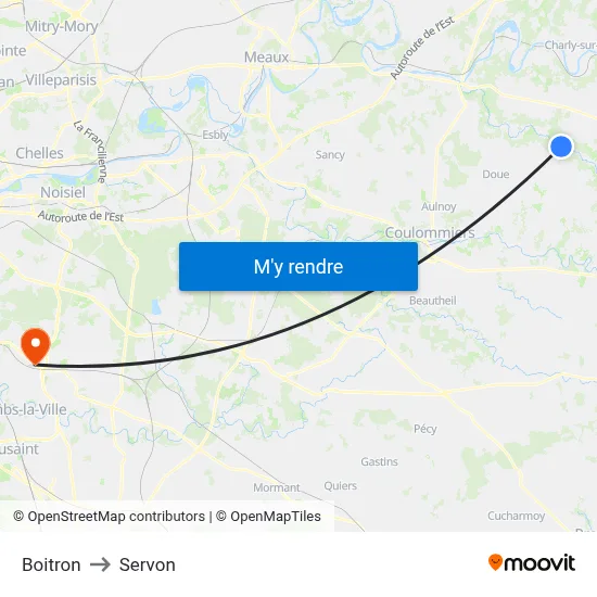 Boitron to Servon map