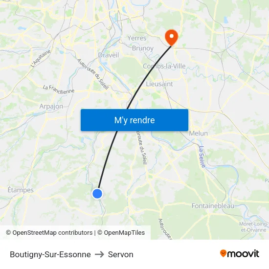 Boutigny-Sur-Essonne to Servon map
