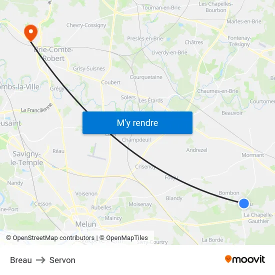 Breau to Servon map