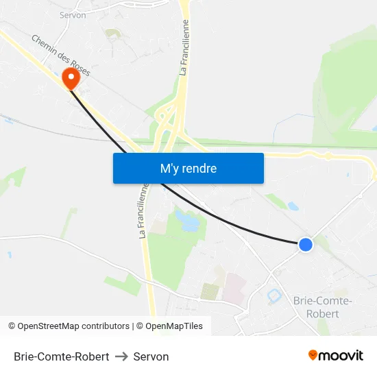 Brie-Comte-Robert to Servon map