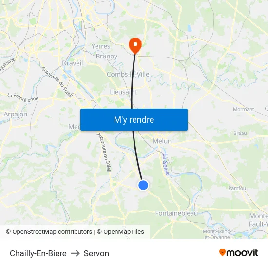 Chailly-En-Biere to Servon map