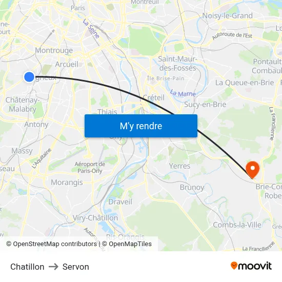 Chatillon to Servon map