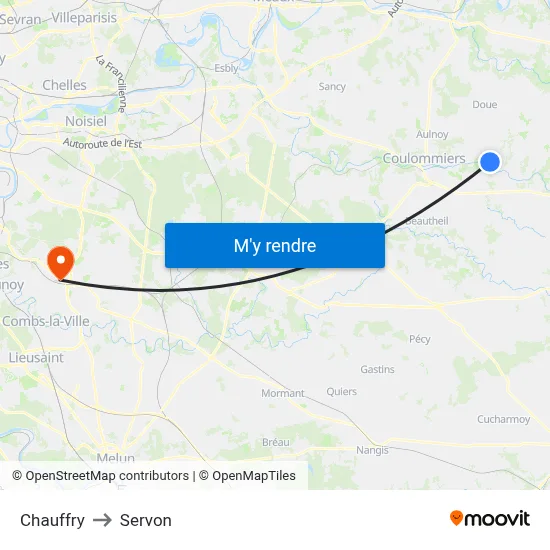 Chauffry to Servon map
