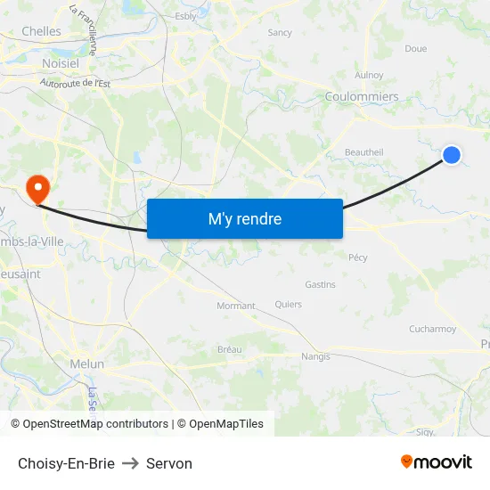 Choisy-En-Brie to Servon map