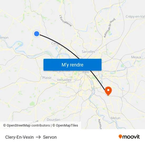 Clery-En-Vexin to Servon map