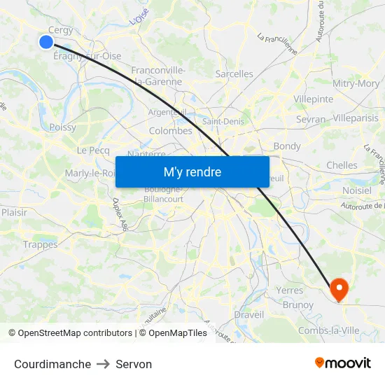 Courdimanche to Servon map
