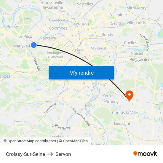 Croissy-Sur-Seine to Servon map