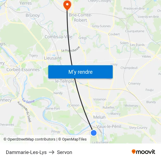 Dammarie-Les-Lys to Servon map