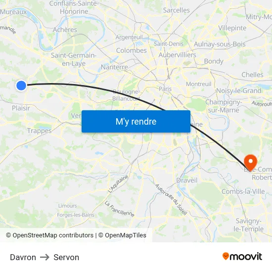 Davron to Servon map