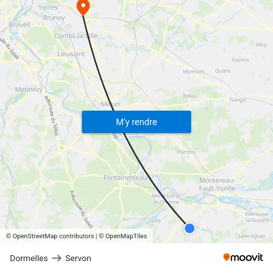 Dormelles to Servon map