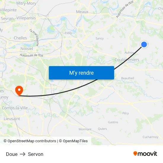 Doue to Servon map
