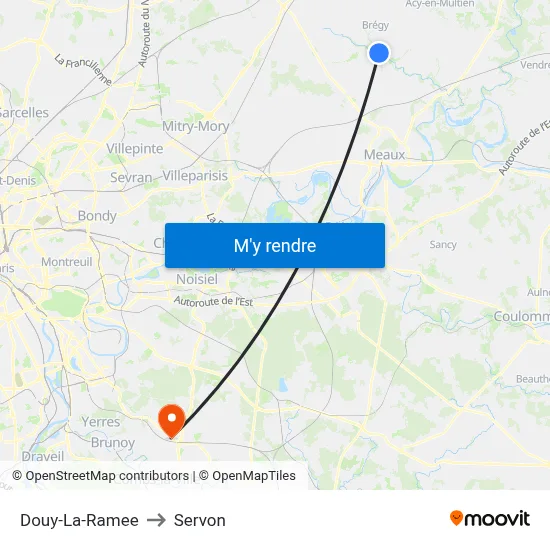 Douy-La-Ramee to Servon map