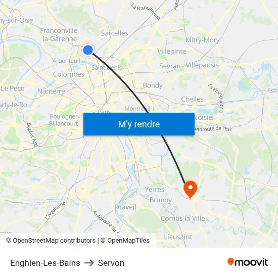 Enghien-Les-Bains to Servon map
