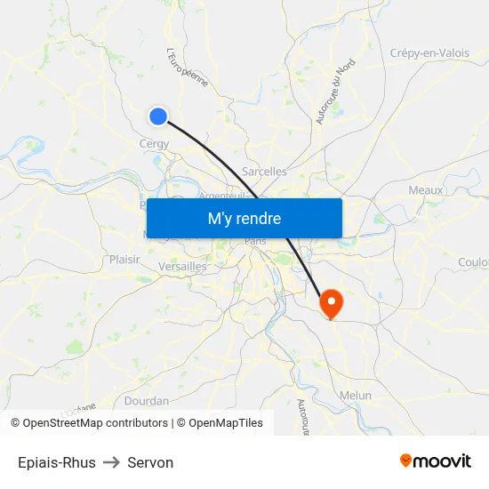 Epiais-Rhus to Servon map