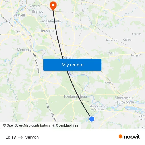 Episy to Servon map