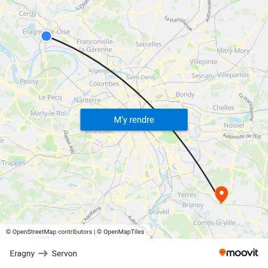 Eragny to Servon map