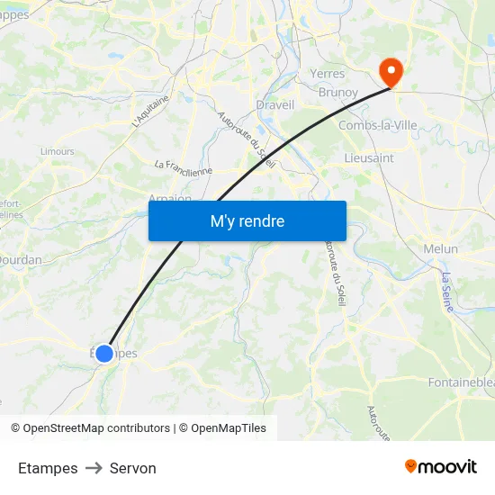 Etampes to Servon map