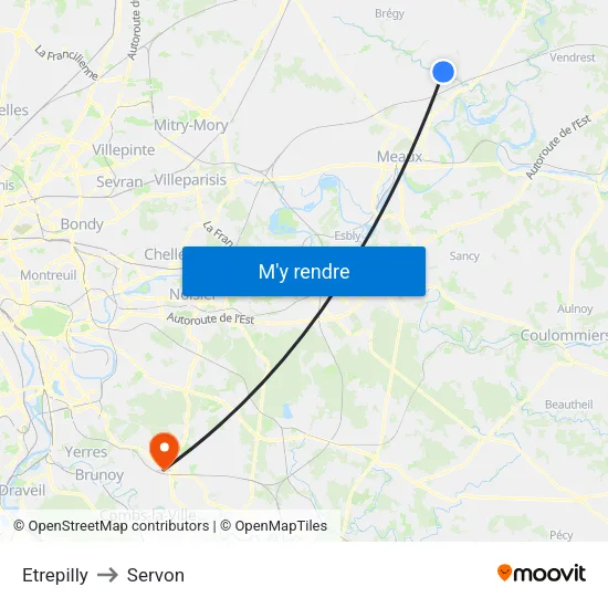 Etrepilly to Servon map
